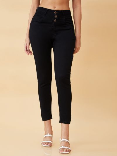 Globus Women Black Stretchable High Waist Skinny Fit Jeans