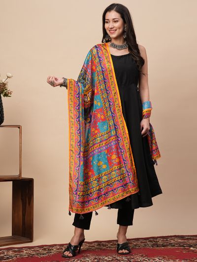 Globus Women Multi Colour Ethnic Motifs Dupatta With Tassel Detailing