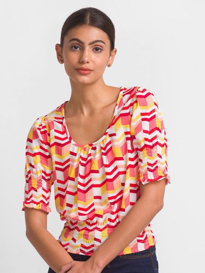 Globus White Printed Top