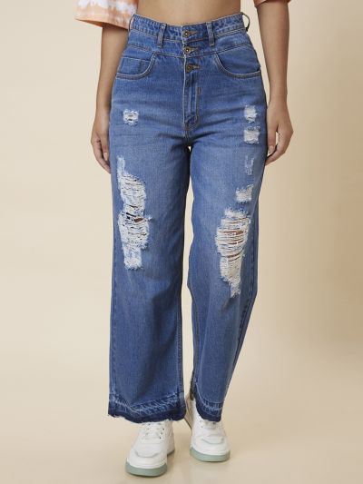 Globus Women Blue Boyfriend Fit Mid-Rise Jeans