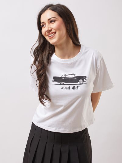 Globus Women White Round Neck Short Sleeves Graphic Print Oversized T-Shirt
