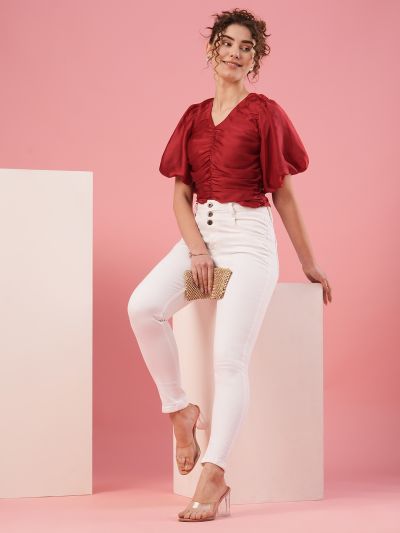 Globus Women White High Rise Skinny Fit Jeans