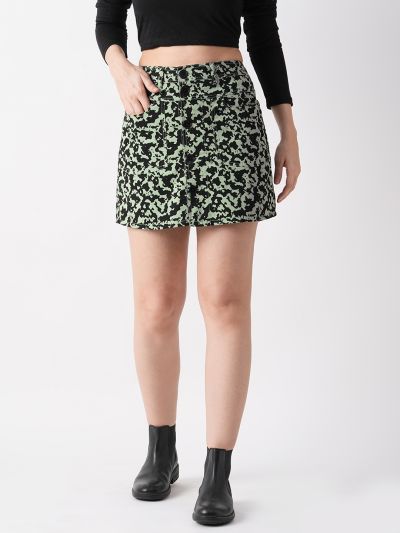 Globus Women Mint Green Military Inspired Camouflage Skort