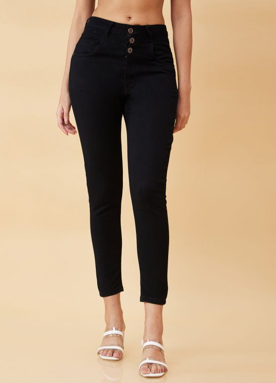 Globus Women Black Stretchable High Waist Skinny Fit Jeans