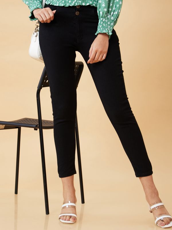 Globus Women Black Stretchable High Waist Skinny Fit Jeans