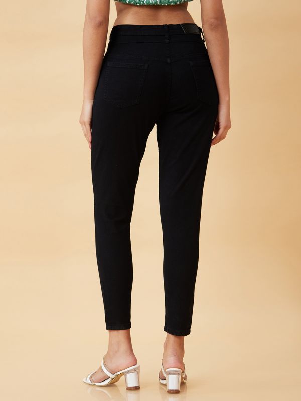 Globus Women Black Stretchable High Waist Skinny Fit Jeans