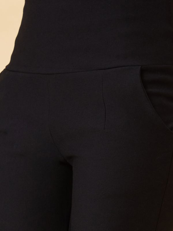 Globus Women Black Stretchable High Waist Workwear Treggings With Pockets