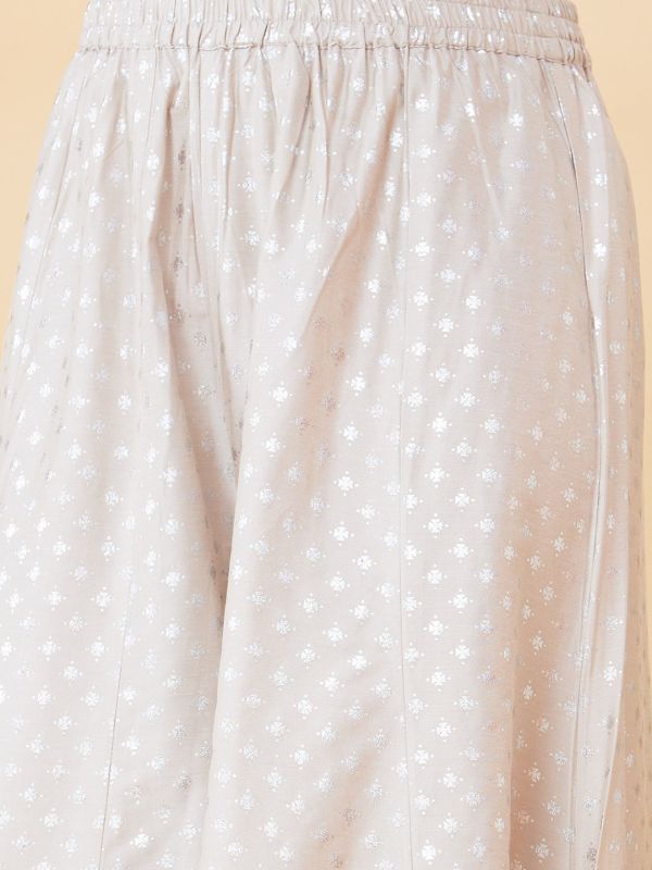 Globus Women Taupe With Silver Foil Print Flared Ethnic Palazzos