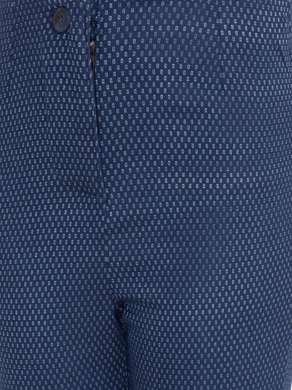 Globus Navy Printed Slim Fit Regular Trousers