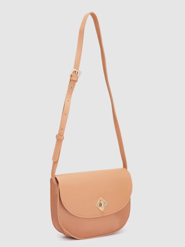 Globus Women Tan Solid Casual Sling Bag