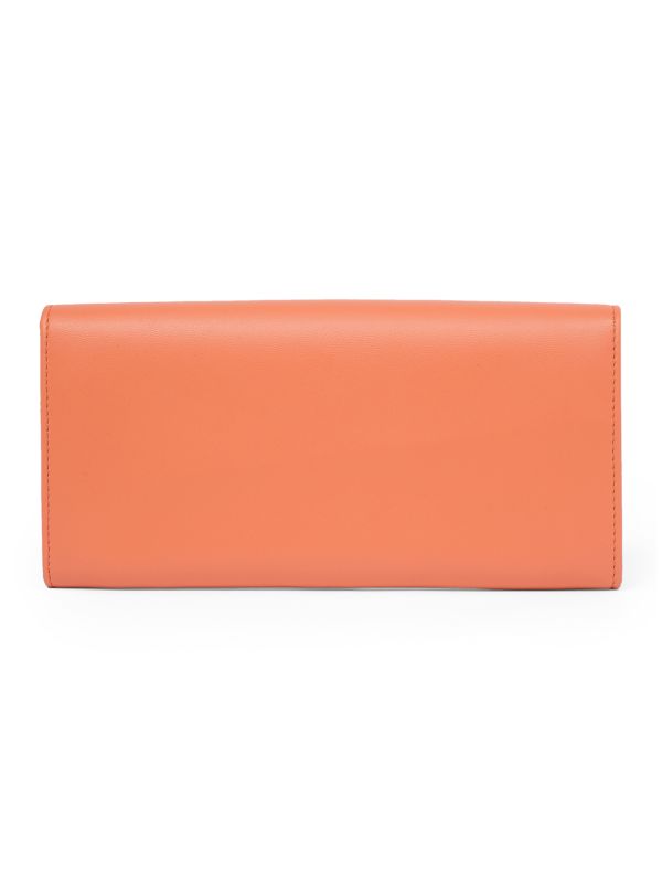 Globus Women Coral Vegan Leather Textured Envelope Wallet With Zip Coin Pocket