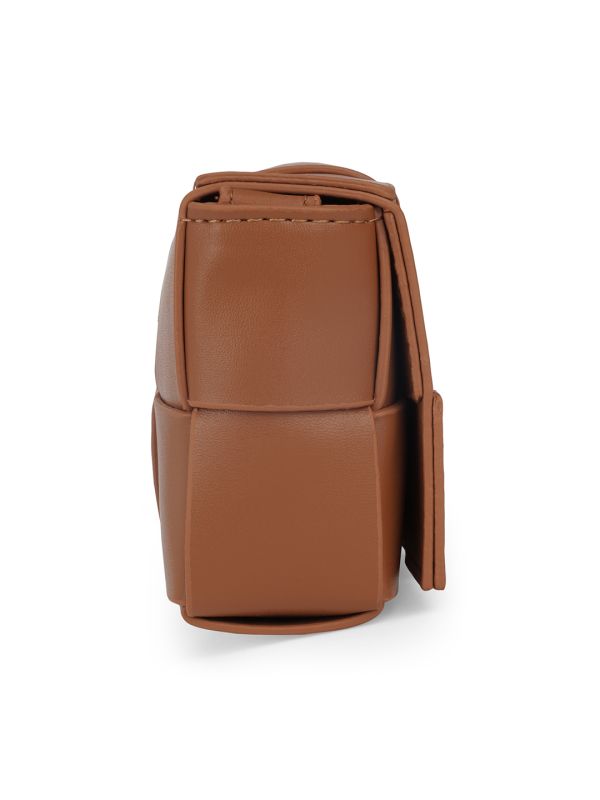 Globus Women Tan Allover Layered Panel Structure Small Party Sling Bag