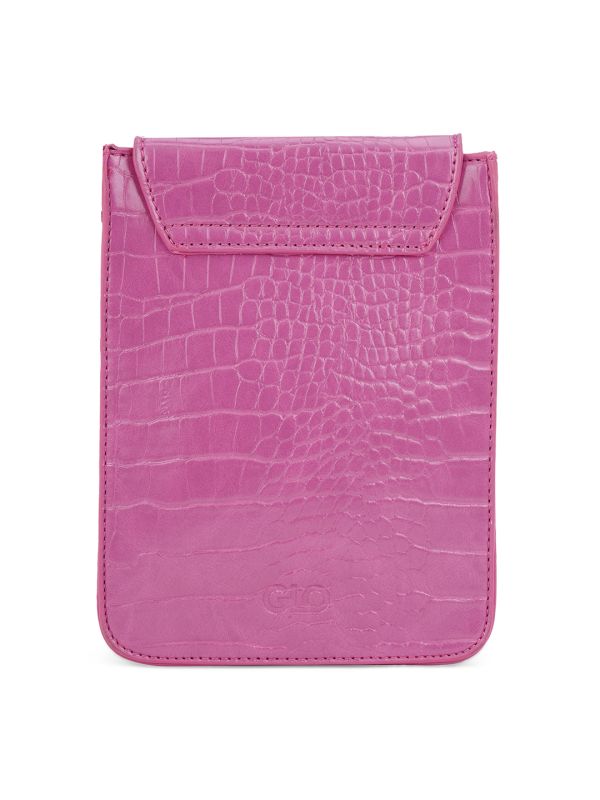 Globus Women Pink Animal Effect Small Rectangular Party Sling Bag With Detachable Strap