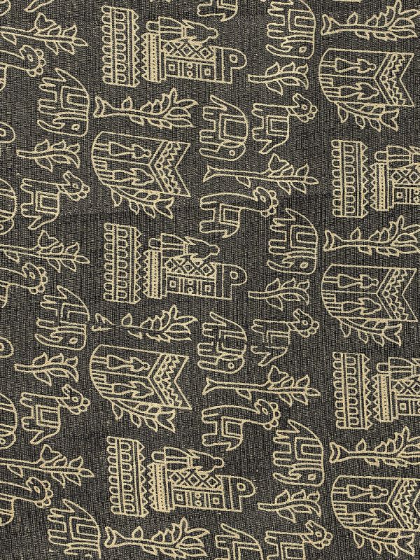 Globus Women Black Ethnic Print Silk Tasselled Border Dupatta