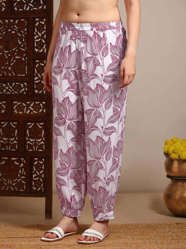Globus Women Pink V-Neck Sleeveless Abstract Print A-Line Kurta With Pants Fusion Set