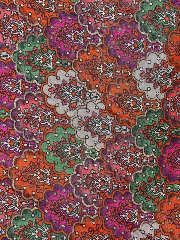 Globus Women Pink Gold Foil Ethnic Print Chinon Gotta Patti Border Festive Dupatta