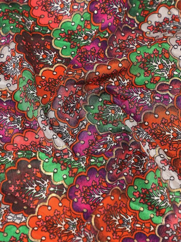 Globus Women Pink Gold Foil Ethnic Print Chinon Gotta Patti Border Festive Dupatta