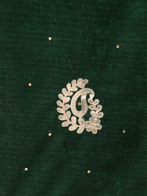 Globus Women Green Paisley Embroidered Gotta Patti Detail Embellished Velvet Festive Dupatta