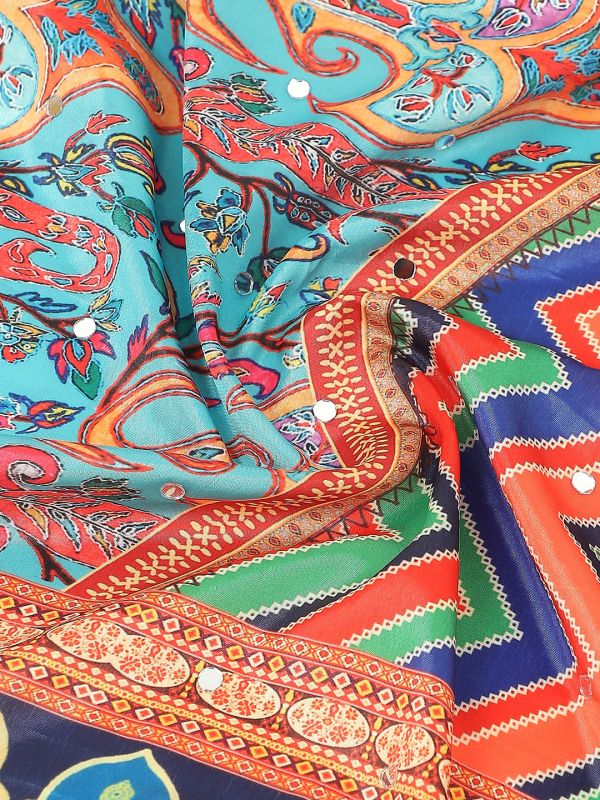 Globus Women Multi Ethnic Print Mirror Work Detail Gotta Patti Border Festive Dupatta