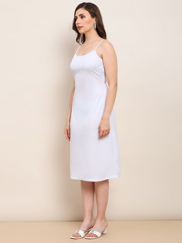 Globus Women White Round Neck Puff Sleeves Flared Hem Panelled Floral Lace A-Line Midi Party Dress