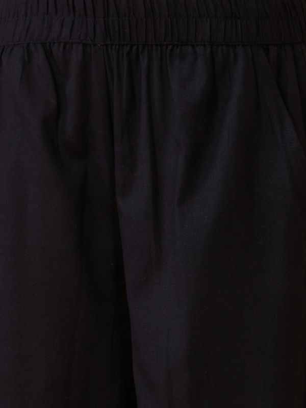 Globus Women Black Opaque Schiffli Hem Design Wide Leg Ethnic Palazzos