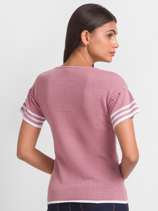 Globus Pink Self Design Tshirt