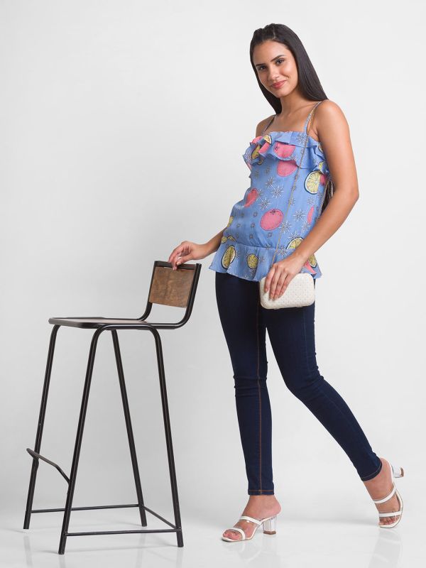 Globus Blue Printed Top
