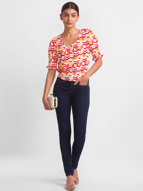 Globus White Printed Top
