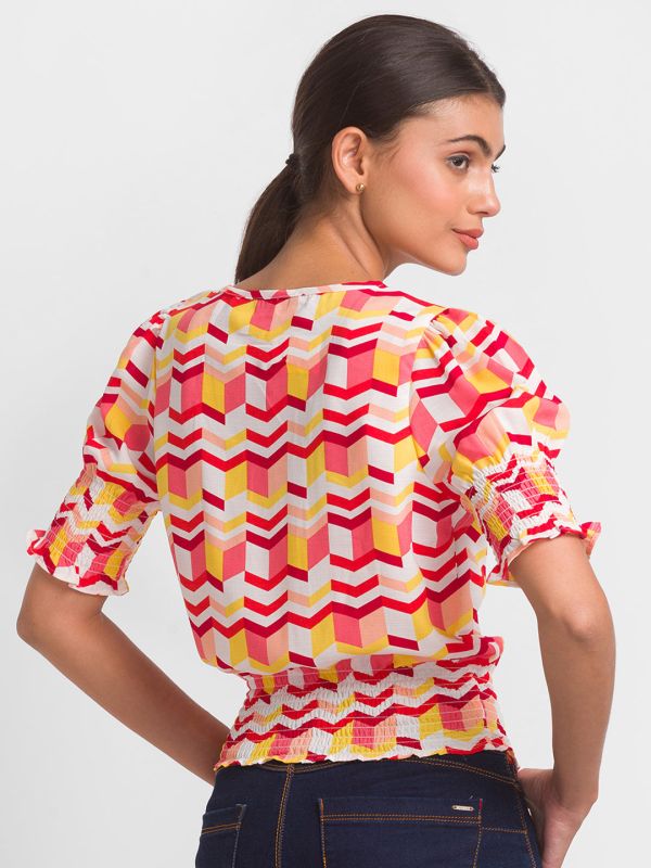 Globus White Printed Top