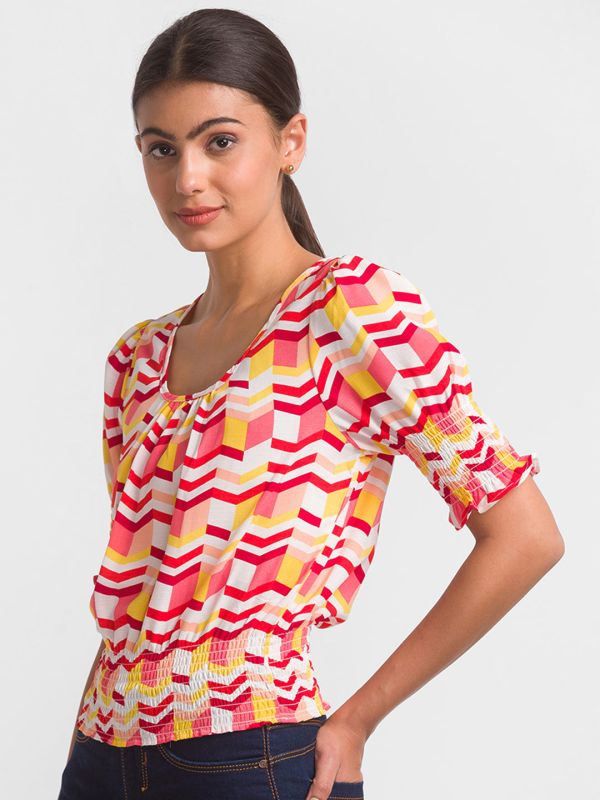 Globus White Printed Top