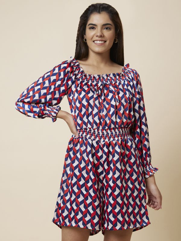 Globus Women Multicolour Printed Off-Shoulder Playsuit