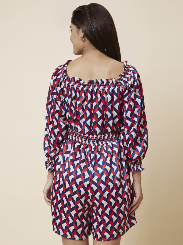 Globus Women Multicolour Printed Off-Shoulder Playsuit