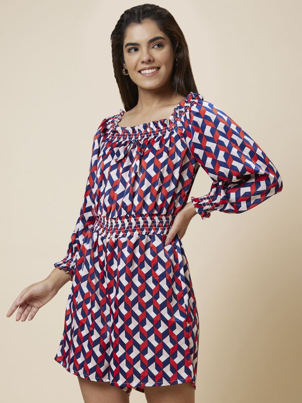 Globus Women Multicolour Printed Off-Shoulder Playsuit