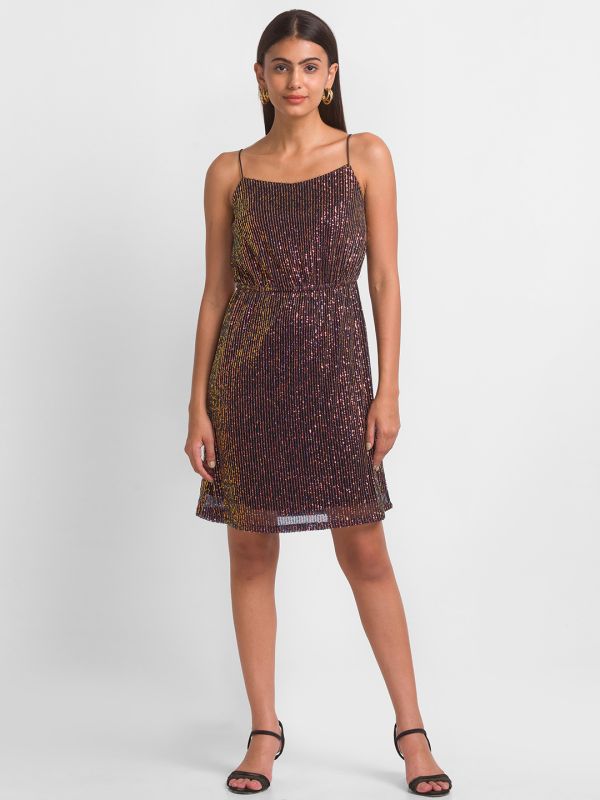Globus Women Black Embellished Fit and Flare Party Dress