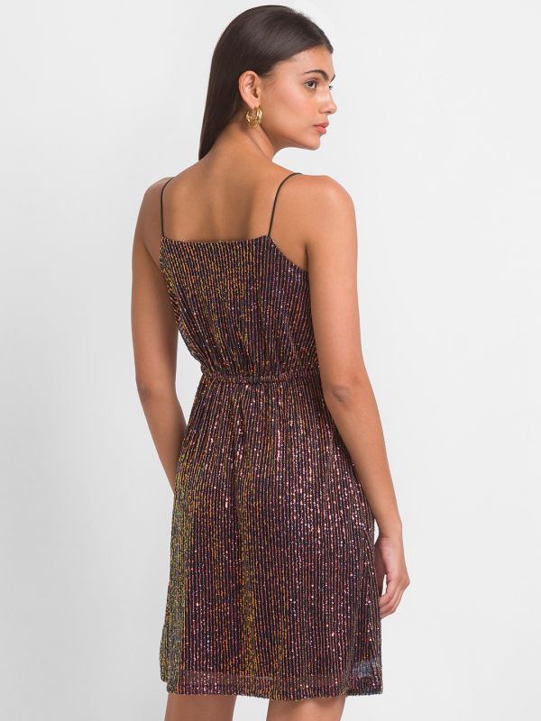 Globus Women Black Embellished Fit and Flare Party Dress