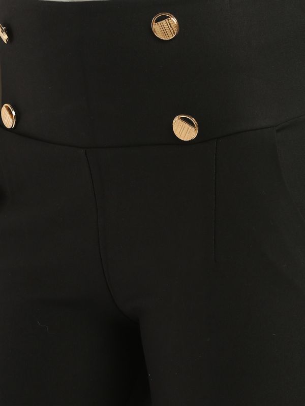 Globus Women Black High Rise Straight Fit Treggings