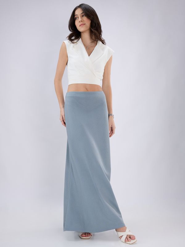 Globus Women Blue Abstract Printed Mid Rise Flared Maxi Skirt