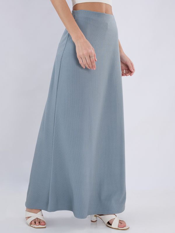 Globus Women Blue Abstract Printed Mid Rise Flared Maxi Skirt