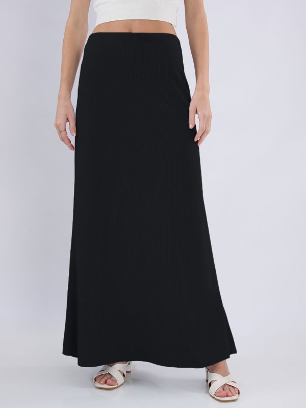 Globus Women Black Abstract Printed Mid Rise Flared Maxi Skirt