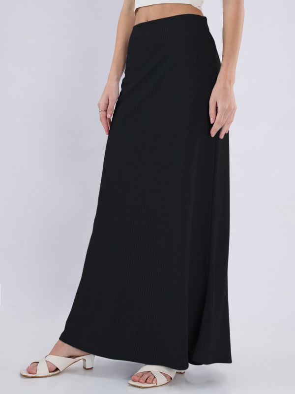 Globus Women Black Abstract Printed Mid Rise Flared Maxi Skirt