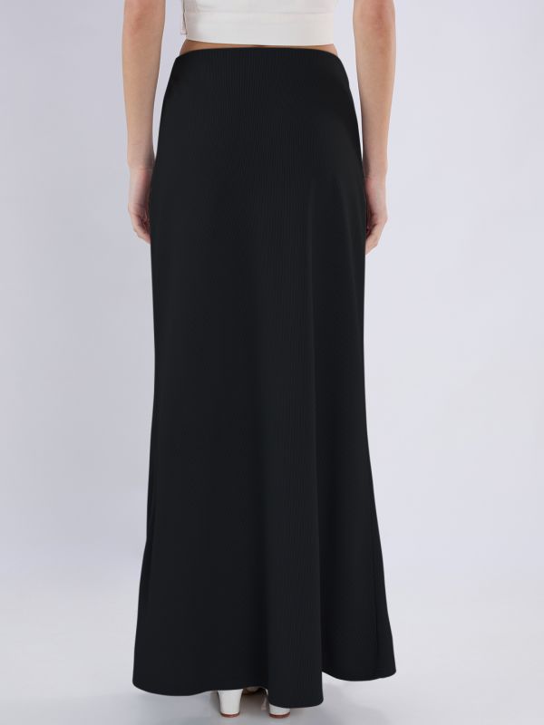 Globus Women Black Abstract Printed Mid Rise Flared Maxi Skirt