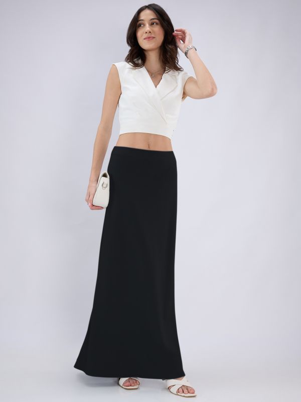 Globus Women Black Abstract Printed Mid Rise Flared Maxi Skirt