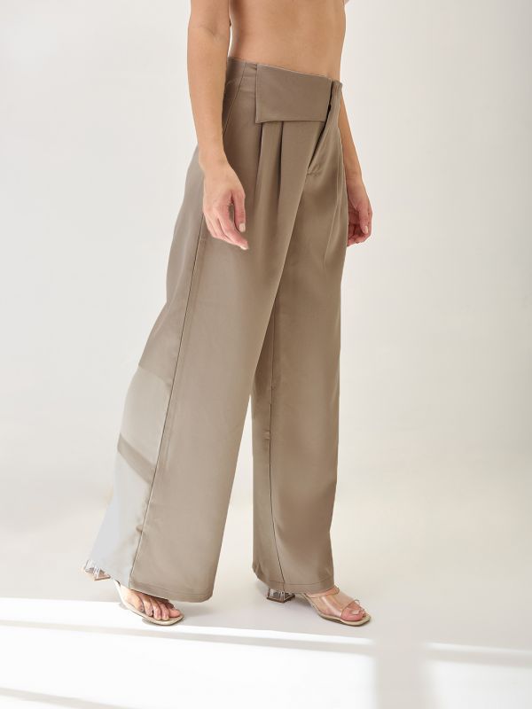 Globus Women Mouse Solid Mid Rise Pleated Formal Korean Pants