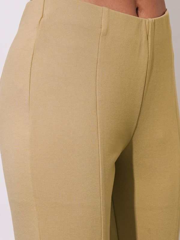 Globus Women Camel Stretchable Mid-Rise Workwear Bootcut Treggings