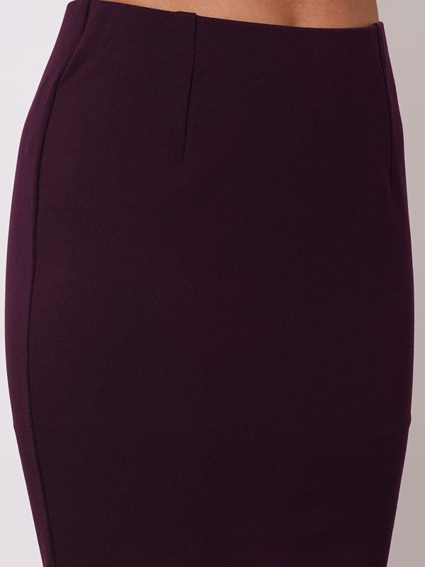Globus Women Plum Stretchable High-Rise Back Slit Above Knee Workwear Pencil Skirt