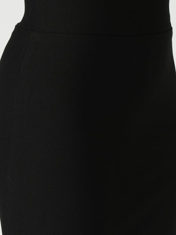 Globus Women Black Stretchable High-Rise Back Slit Midi Workwear Pencil Skirt