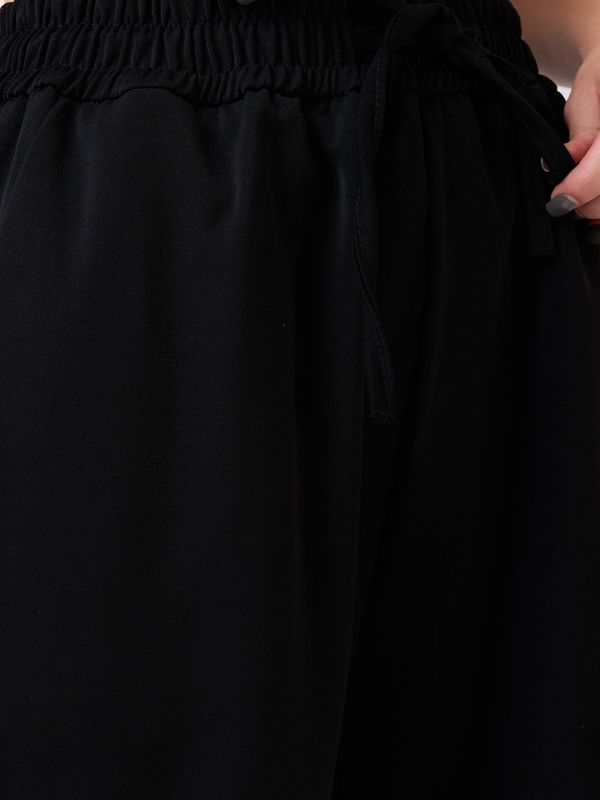 Globus Women Black Mid Rise Drawstring Waist Workwear Korean Pants