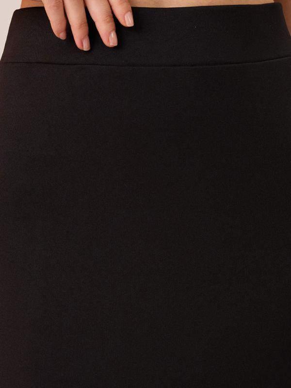 Globus Women Black High-Rise Stretchable Side Slit Maxi Pencil Skirt