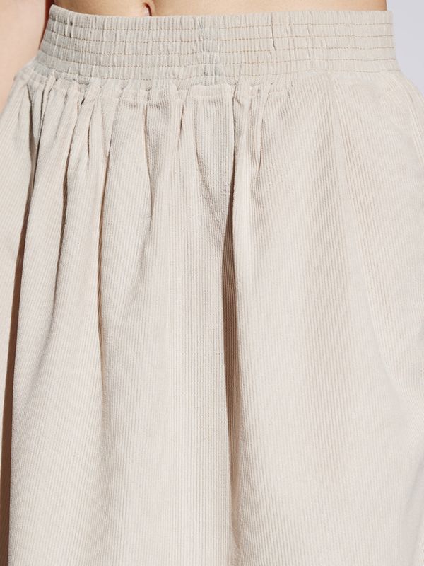 Globus Women Beige Self Design Smocked & Pleated Waist A-Line Mini Skirt
