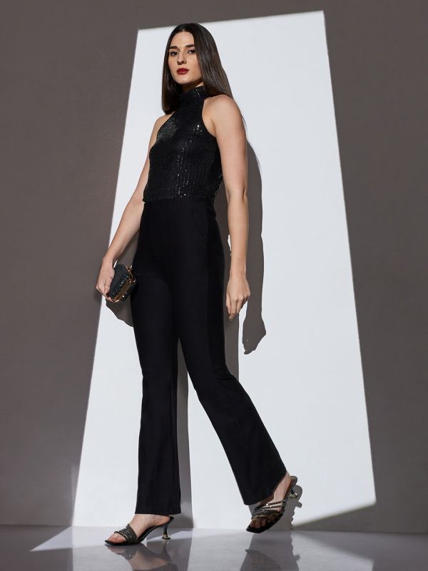 Globus Women Black Mid-Rise Solid Formal Bootcut Trousers